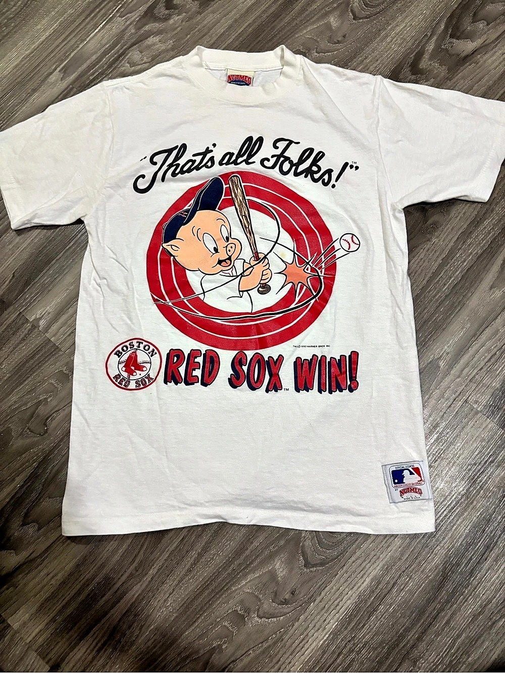 Vintage Nutmeg 1990 Boston Red Sox Porky Pig T-Shirt